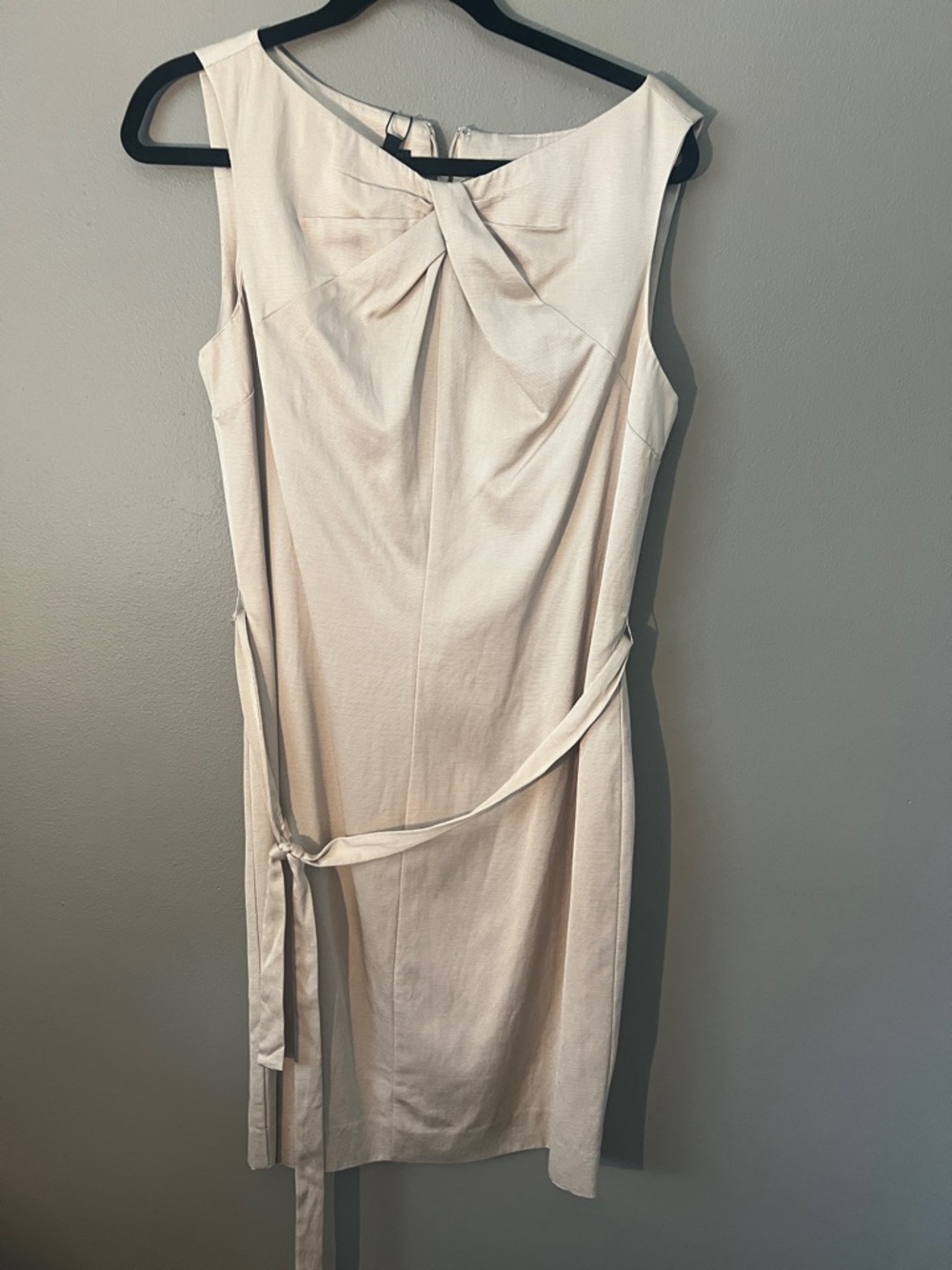 Talbots Sleeveless Bow-Front Midi Dress in Light Cream size 12